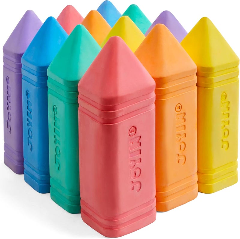 JOYIN 12 PCS Jumbo Sidewalk Chalk with 6 Colors, Washable Sidewalk Chalk for Kids, Non-Toxic School Supplies, Outdoor Games, Playground Accessories - Image 1